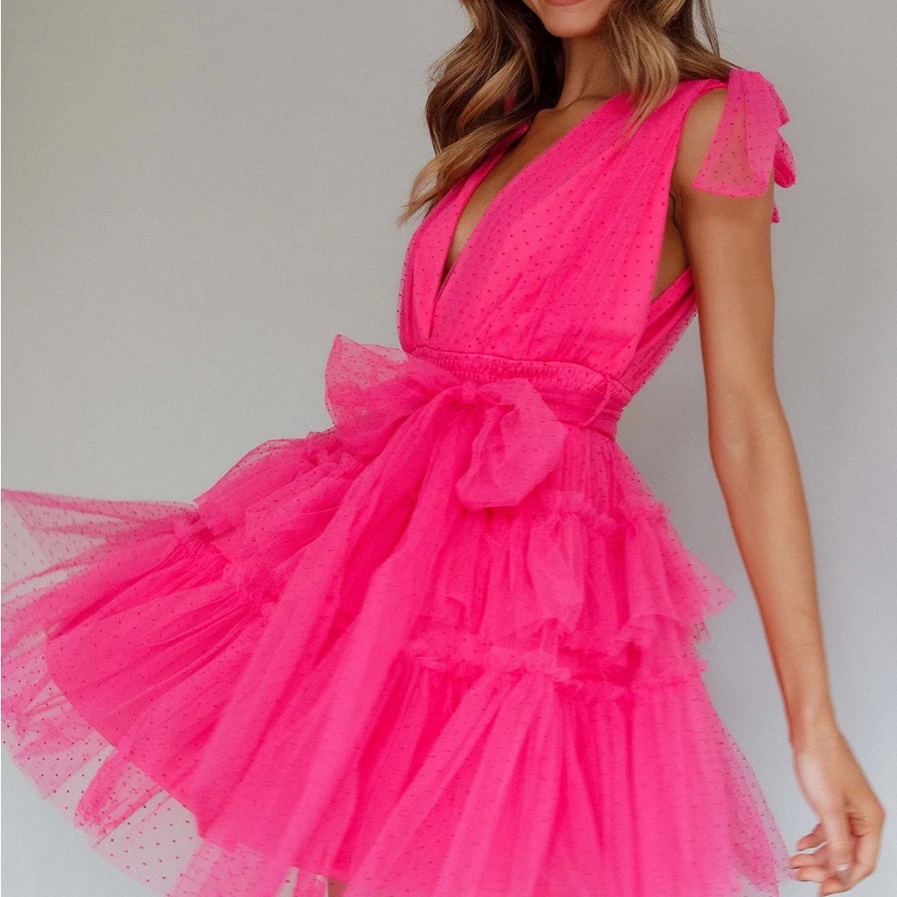 Vibrant Pink Layered Mini Dress